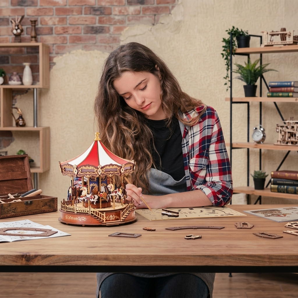 Carrousel en bois maquette